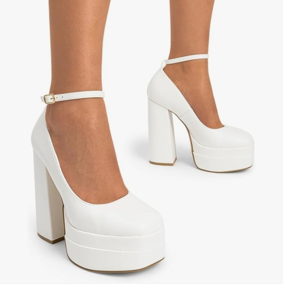 White Platform Heels New - Picture 6 of 16